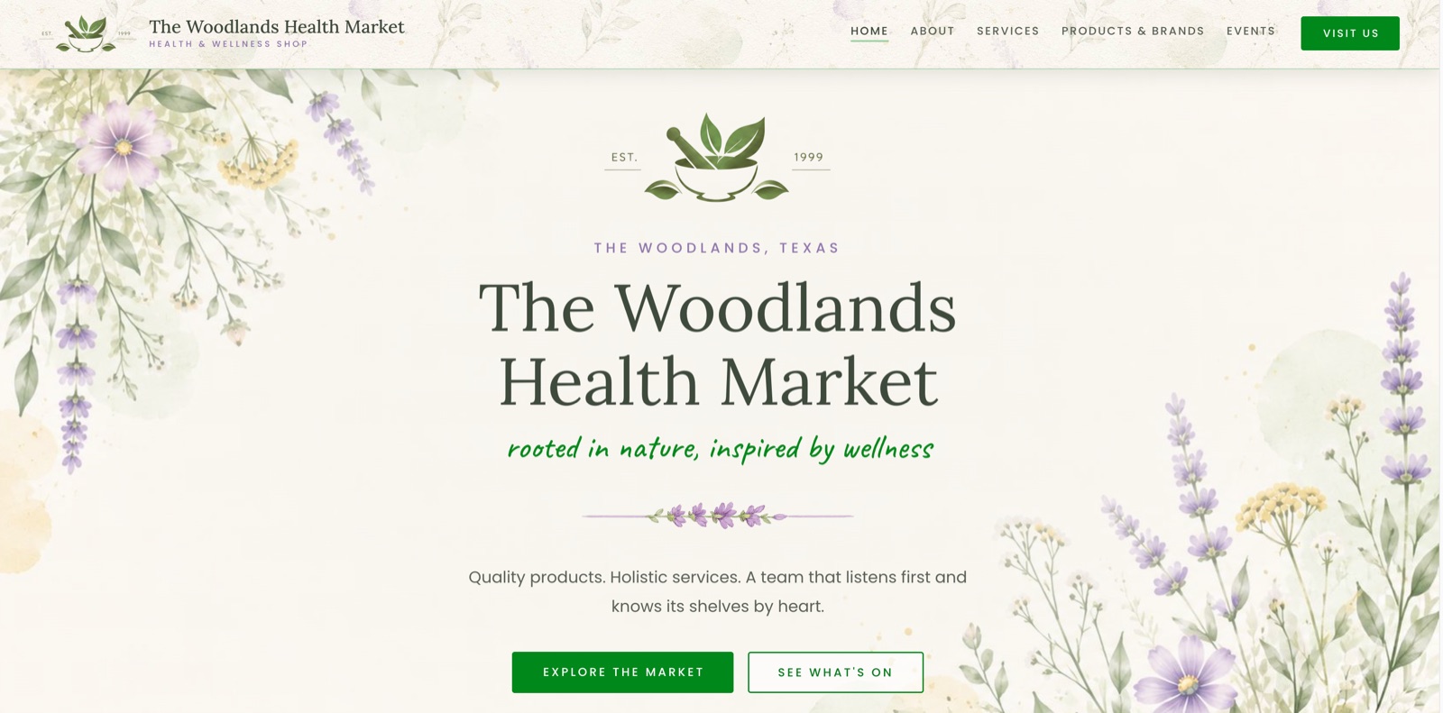 The Woodlands Health Market homepage